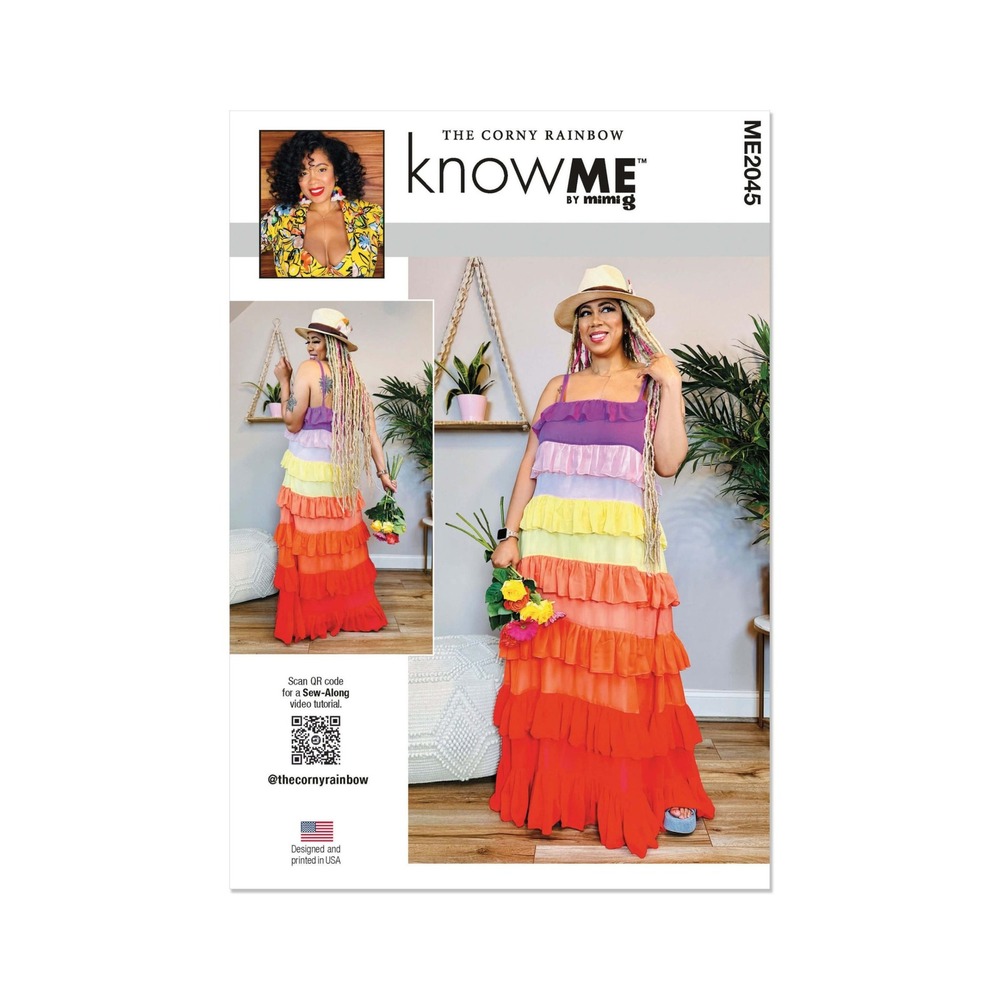 Know Me Sewing Pattern ME2045 Misses Size 8-16 Rainbow Tiered Ruffle Maxi Dress